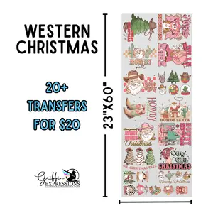 Western Christmas | Dollar Deals DTF Transfer Gang Sheet For Graphic Tees