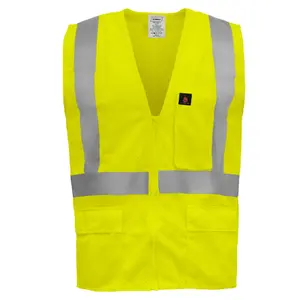 Ironwear 1284FR-LZ 5XL FR Poly Mesh Vest, Lime, Zip Front, High Visibility