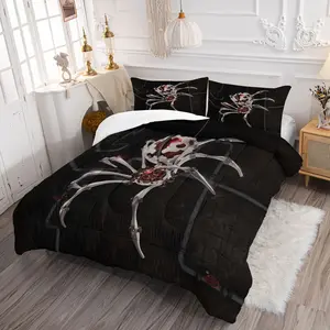 2/3pcs Cyberpunk Mechanical Spider Print Comforter Set, Sci-Fi Quilt, Soft Microfiber Bedding Set with Pillowcase, Steampunk Robot Spider Bed Set for Teen Boys & Gaming Room Bedroom Decor