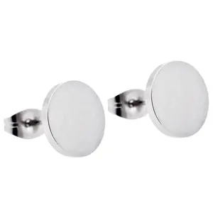 Men's 10mm Stainless Steel Round Stud Earrings