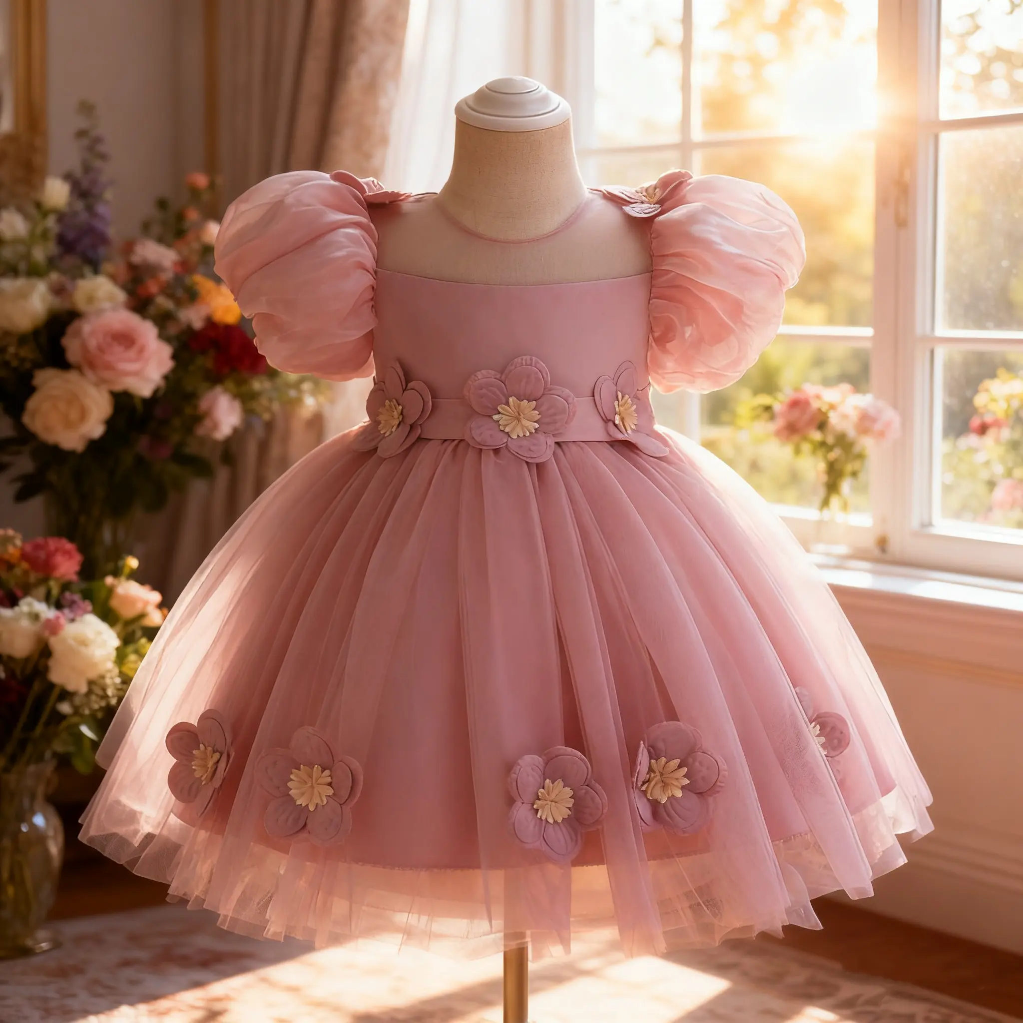121 First Birthday Dress For Baby Girl Princess Dresses Flower Party Wedding Kids Clothes Princess Birthday Christening Dress