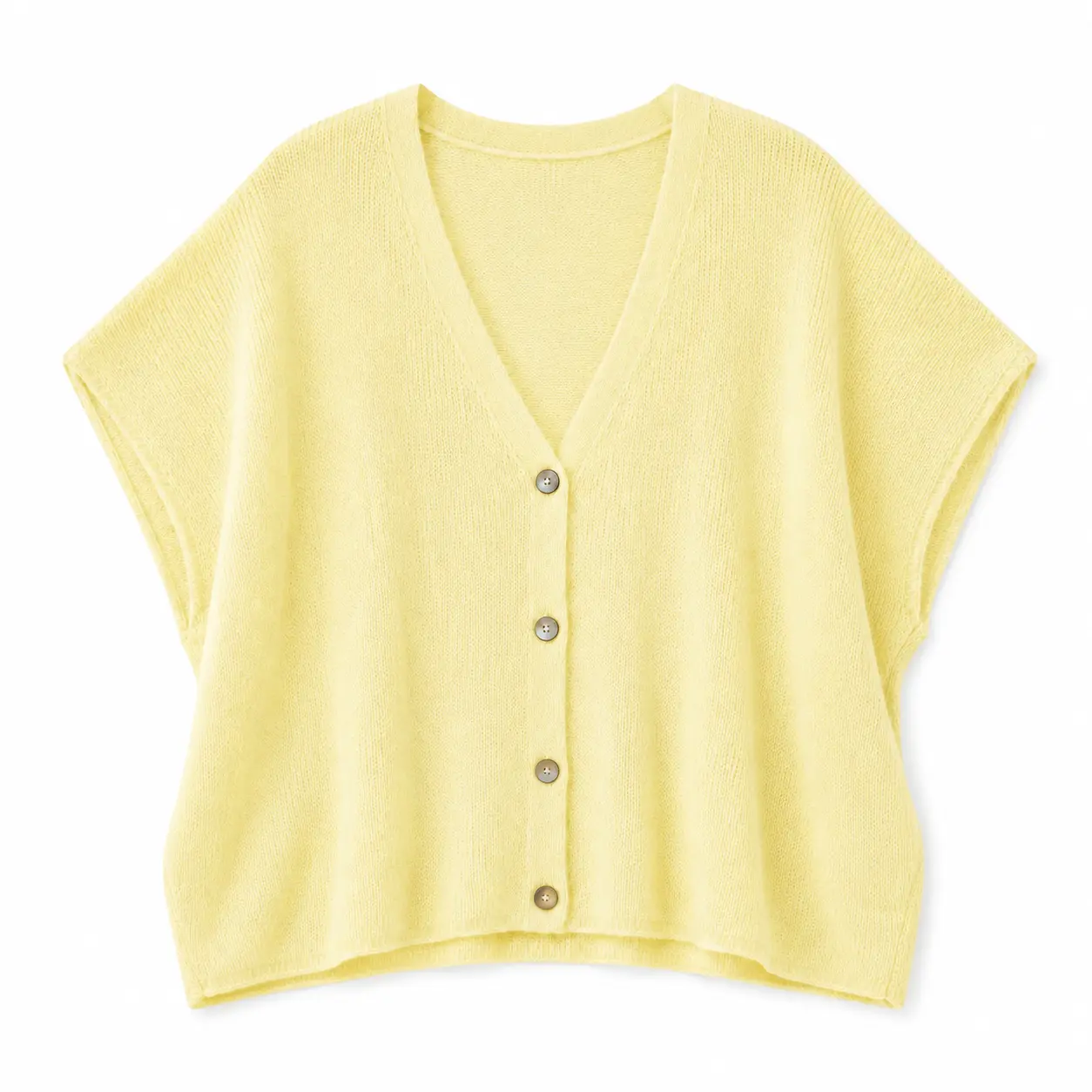 Women’s Button-Front Knit Cardigan, Relaxed Batwing Cap Sleeve V-Neck Lightweight Sweater Top, Spring Summer Casual Layer