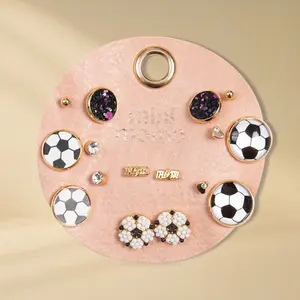Soccer Earrings Set, Sports Team Game Day Varsity Studs Earring for Women Multi Pairs Assorted Multipack, Girl's Jewelry Gift for Mom