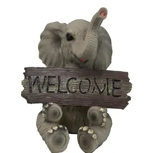 Jungle Wildlife Welcome Safari Savanna Elephant Calf with Trunk Up Figurine