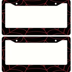 1 Black License Plate Frames Featuring a Red Spiderweb Design - Sturdy Aluminum Holders for Car Tags, Suitable for US Vehicles, Perfect for Both Men And Women, Automotive Exterior Additions with a Spiderweb Motif And Aluminum Build