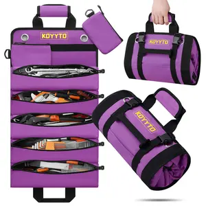 KOYYTO Premium Tool Roll up Bag - Heavy Duty Small Tool Bag Organizer and Storage with W/Detachable Pouches,Waterproof Oxford Cloth,Suitable for Motorcycle,Truck,Electrician,Mechanics etc