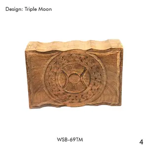 Triple Moon Wooden Storage Box – 6×9" Gothic Decor