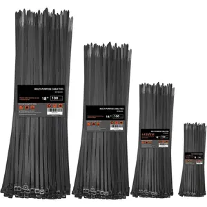 400-Pack Assorted Sizes Zip Ties (8/12/14/18 inch), Double Sided Toothed Heavy Duty Cable Ties, 100 LBS Strength Self-Locking Nylon Wire Wraps, Durable for Indoor & Outdoor Organization