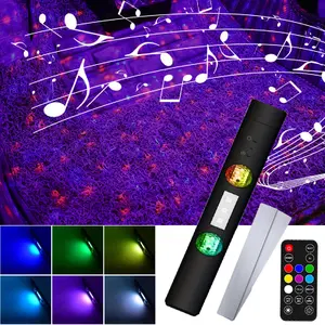 Car Interior Ambient Light Wireless LED Starry Car Atmosphere Light USB Rechargeable Multicolor RGB LED Strip Light Remote/Sound Control Car Star Ceiling Light With Music Sync
