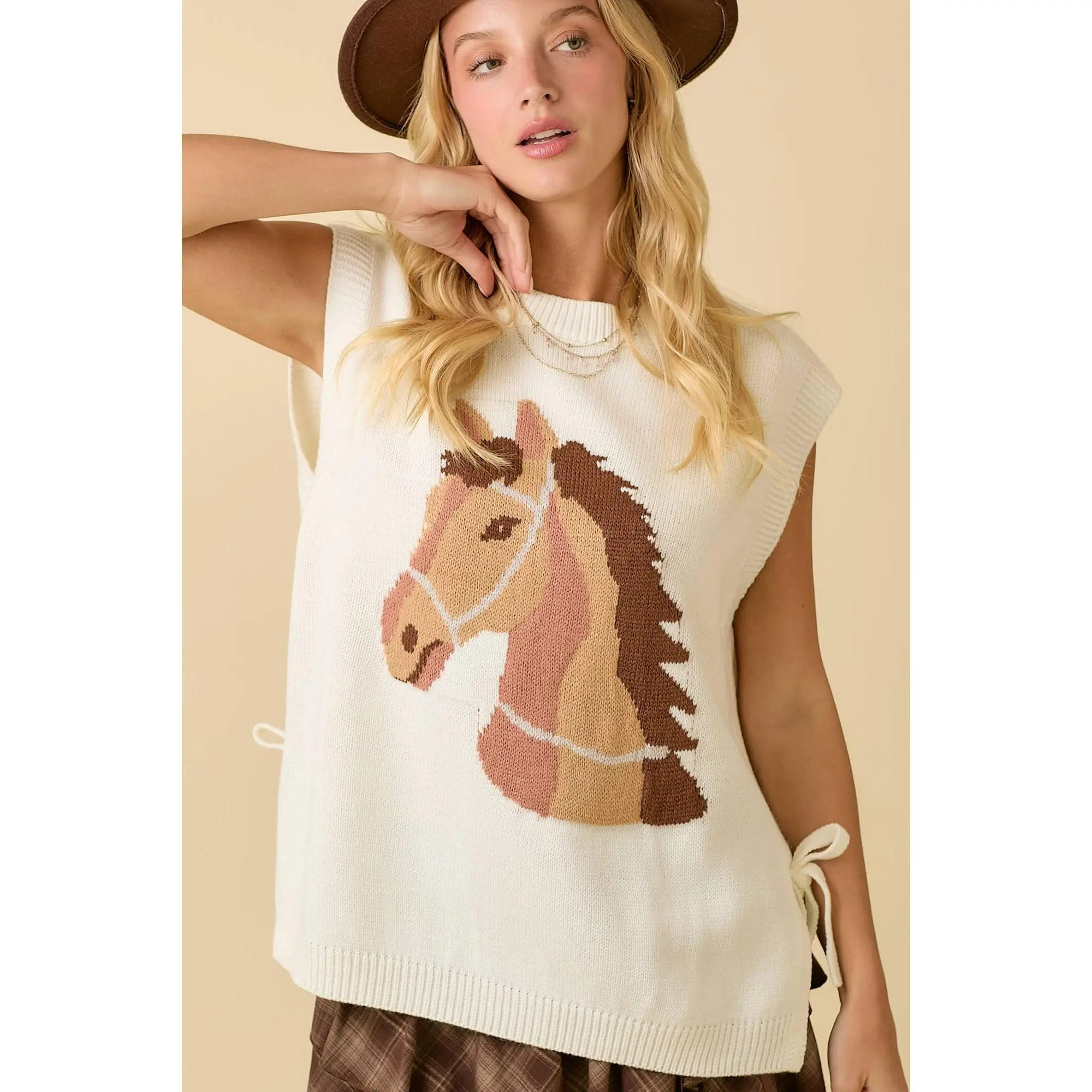 Western Horse Sweater Knit Top