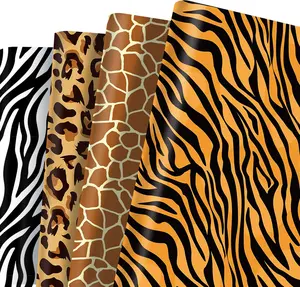 12 Sheets Animal Prints Wrapping Paper Set 4 Safari Leopard Zebra Tiger Giraffe Design Gift Wrap Jungle Animal Fur Paw Skin Print Decorative Art Paper for Birthday Baby Shower DIY Crafts, 20'' X 27'' BHNACIER