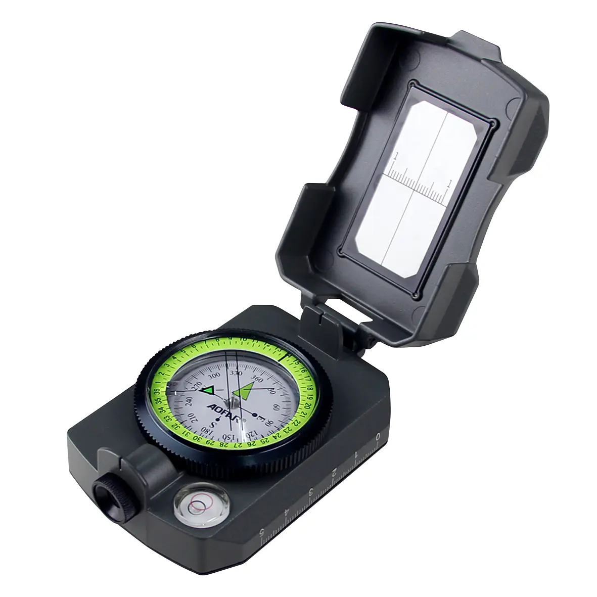 Aofar AF-4090 Lensatic Sighting Compass, Military Style Lightweight Aluminum Alloy, Portable for Hiking & Camping, Includes Signal Mirror, Whistle, Fishing Hook & Pouch