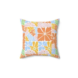 Boho Floral Square Pillow, Cozy Couch Decor, Summer Vibes Home Accent, Perfect for Gift Giving, Vibrant Throw Pillow