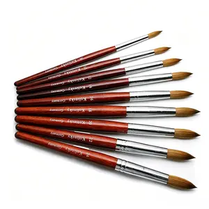 Sandalwood Round Crystal Nail Brush, Mixed Fiber Bristles for Ultra-Smooth Acrylic & 3D Art, Ergonomic Wooden Handle, Manicure, Nail Care