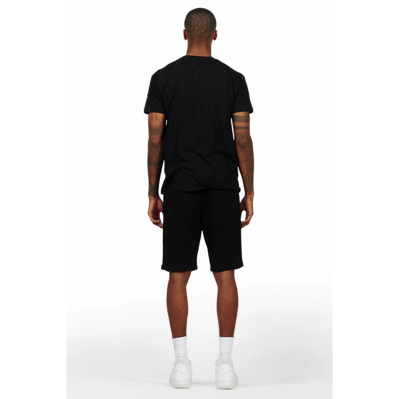 Filip Black Graphic T-Shirt Short Set