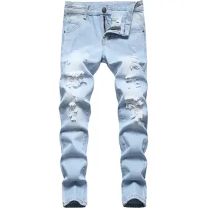 Boy's Ripped Jeans Destroyed Distressed Skinny Fit Fashion Comfy Denim Jeans Pants