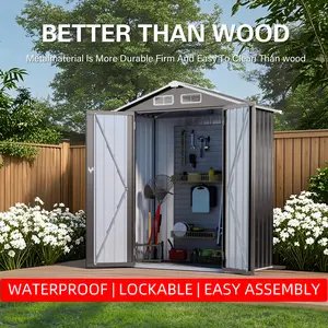 5x3 FT Metal Outdoor Storage Shed | Waterproof Lockable Tool Shed for Backyard Garden Outdoor Storage Shed Garden Tool Shed Backyard Storage Shed Metal Storage Shed Waterproof Shed