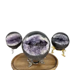 Amethyst Pacman Crystal Geode Sphere for Home Decor