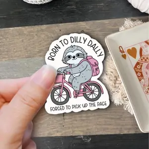 Cute Funny Sloth Sticker - Retro Design for Laptop, Kindle, Phone, Water Bottle, Stanley Case & Any Surface - Waterproof Sticker Paper