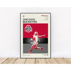 Ohio State University Buckeyes Football, Jeremiah Smith, Retro Style Print, NCAA, Sports Wall Art, District 33