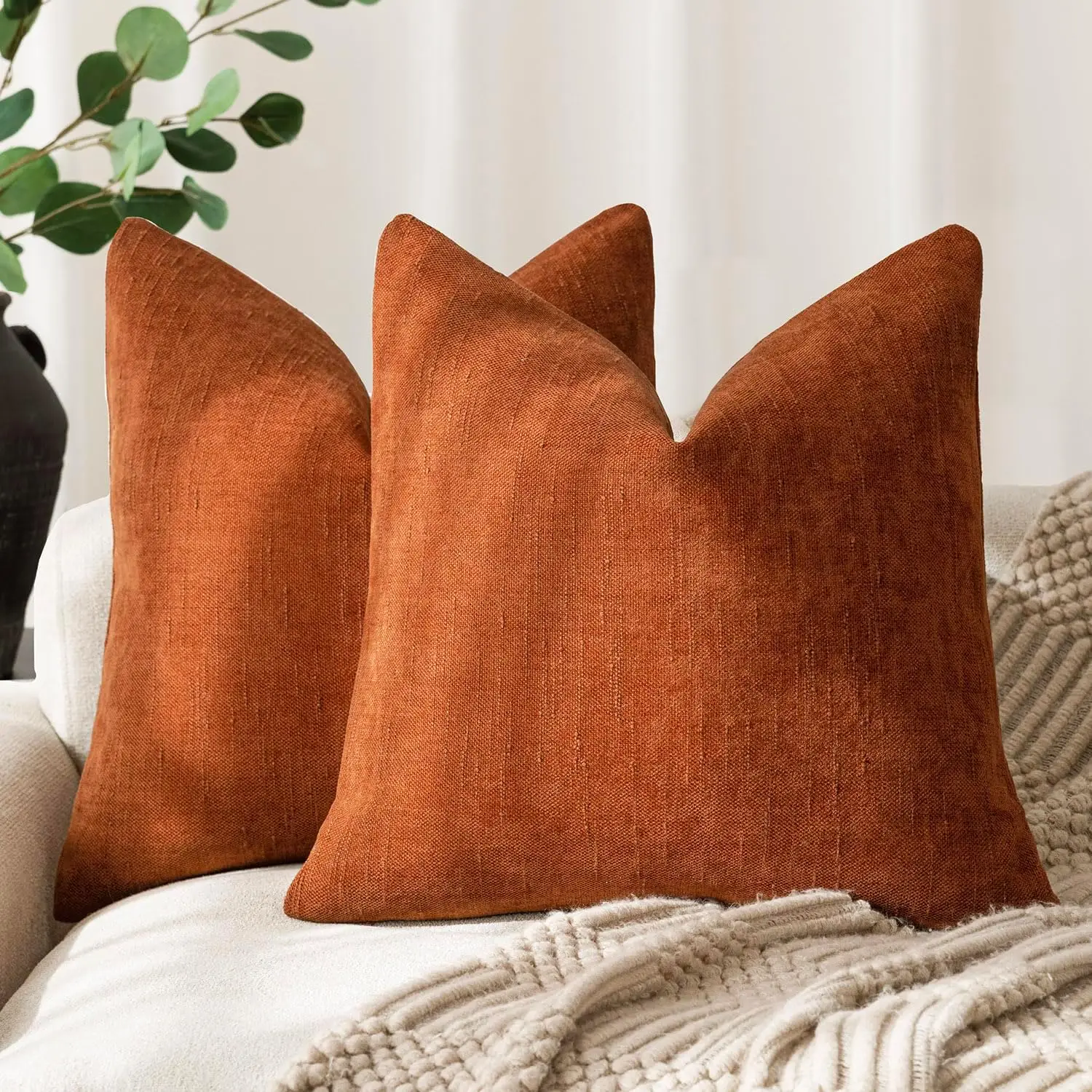 Solid Color Chenille Throw Pillow Cover, 1 Count Soft Comfortable Pillow Cover without Filler, Household Decoration Supplies for Home Living Room Sofa