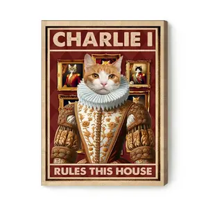 Funny Custom Pet Portrait - Cat Ruler Canvas - Custom Name  - Canvas Wall Art Decor Poster