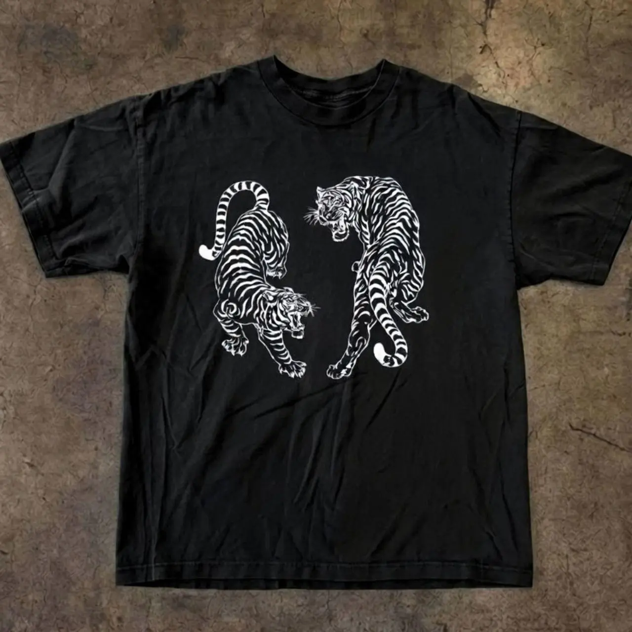Gildan Men's and Women's T-shirt, Two Tigers Graphic Tee, Animal Tee, Unisex T-shirt, Gift T-shirt, Y2k Unisex Graphic Tees Gothic Grunge Emo Scene Amity Affliction Style Clothes Menswear Womenswear Streetwear
