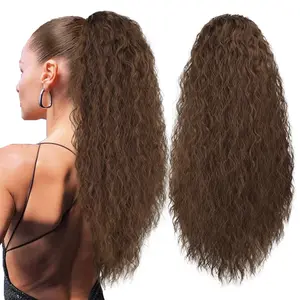 【Flash Sale】SummerVibes Long Curly Drawstring Ponytail for Women 26" Curly Ponytail Hair Extension Synthetic Clips in Drawstring Ponytail for Daily Use fluffy hairpiece Wigs Wavy