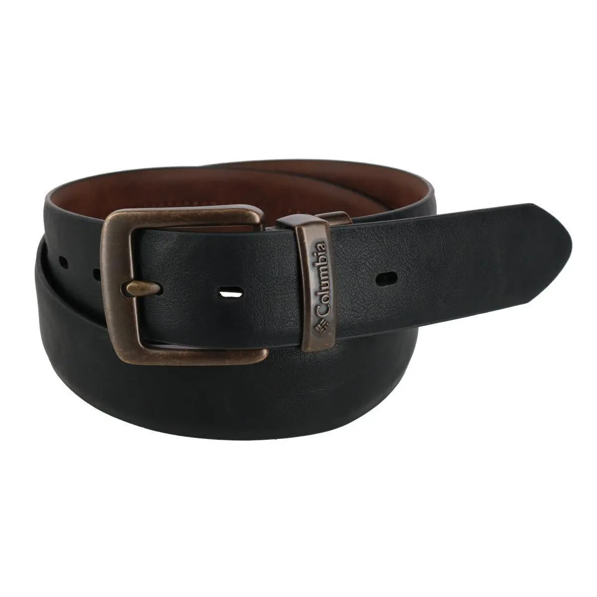 Columbia Men's Reversible Leather Jean Belt - 38mm 2-Tone Black-Brown Waistband with Active Extra Flex, Multi-Fit Men's Belt for Casual Wear, Embroidery-Accent Fashion Accessory, Multi-Fit Men's Belts