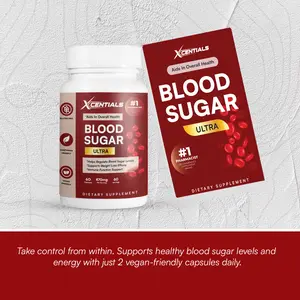 Xcentials Blood Sugar Ultra Support - Vegan Formula with Berberine Apple Cider Vinegar & Cinnamon for Optimal Circulation & Vein Health 90 Capsules US Healthcare