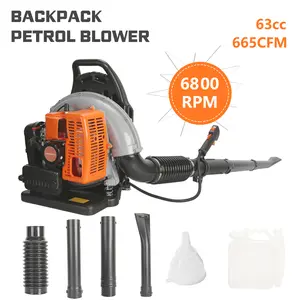 63CC 665CFM Leaf Blower - 2 Stroke Backpack Gas Powered Leaf Blower, Grass Lawn Blower Air Cooling Gasoline Backpack Grass Blower, Backpack Snow Blower for Garden
