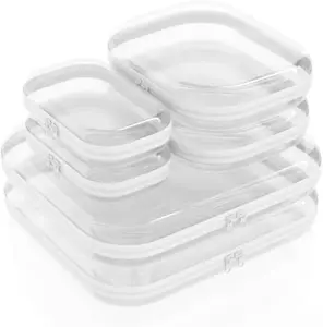 6 Pack Clear Hard Shell Zipper Case, Portable Travel Makeup & Toiletry Organizer, Zippered Toy Storage, Pencil Case, Toy Storage Box, Waterproof and Dustproof Hard Plastic Cosmetic Storage Bag, Travel Transparent Zipper Storage Box, Mother's Day Gifts