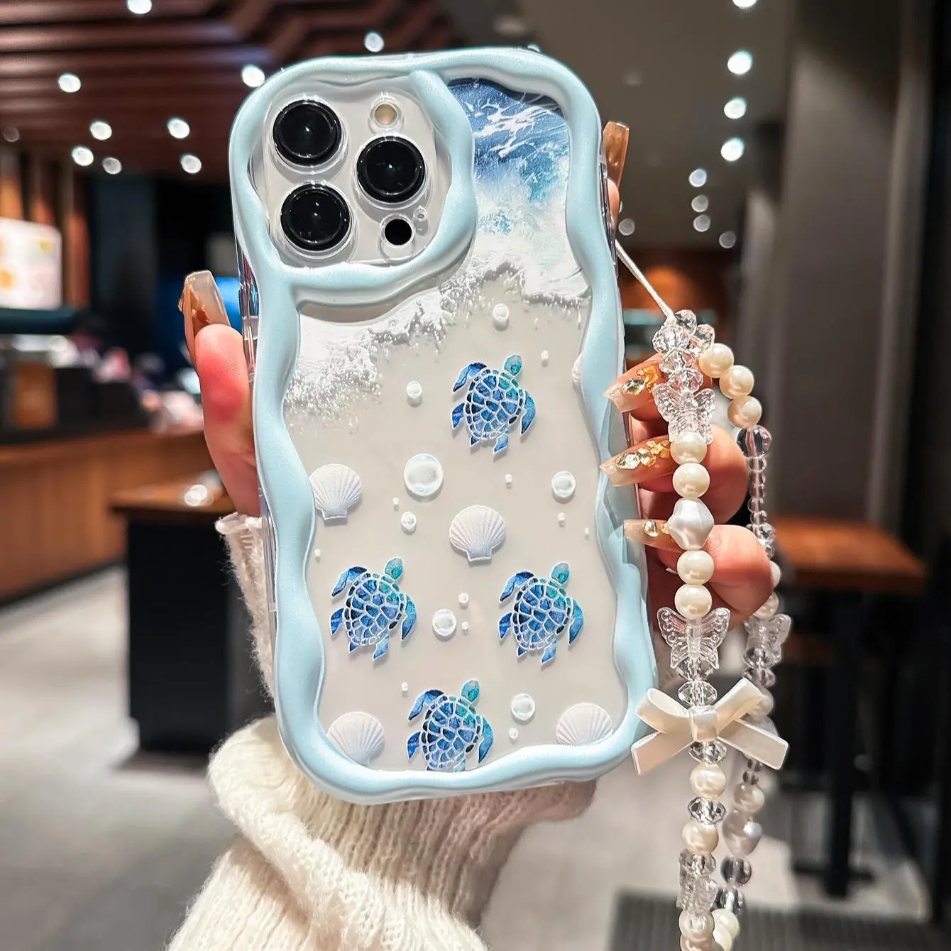 Cute Turtle Pattern Phone Case with Lanyard, Decorative Phone Protector Cover, Phone Accessories Compatible with iPhone Samsung Protection Smartphone Shockproof Protective