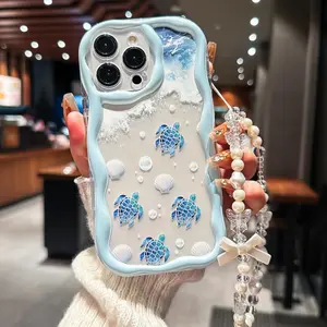 Cute Turtle Pattern Phone Case with Lanyard, Decorative Phone Protector Cover, Phone Accessories Compatible with iPhone Samsung Protection Smartphone