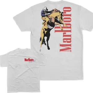 Vintage Marlboro Cowboy Wild West Shirt, Unisex Shirt, For Men, For Women，Classic Cotton Menswear, digital print street t-shirts Top Collar，Unisex T-Shirt
