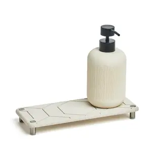 ZAZ Instant Dry Sink Caddy, Kitchen Sponge Soap Holder Dispenser, Bathroom Countertop Fast Drying Stone (Fog Mist)