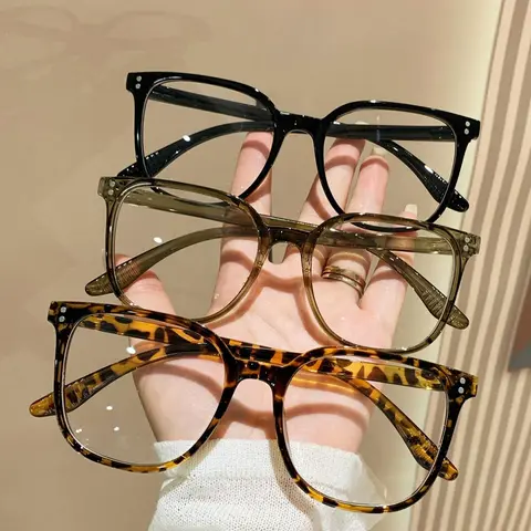 Unisex Classic Square Frame Blue Light Blocking Glasses - Lightweight Plastic Glasses Frames, Adult Women's Fashion Eyewear Accessory, for Computer Use & Long Workdays