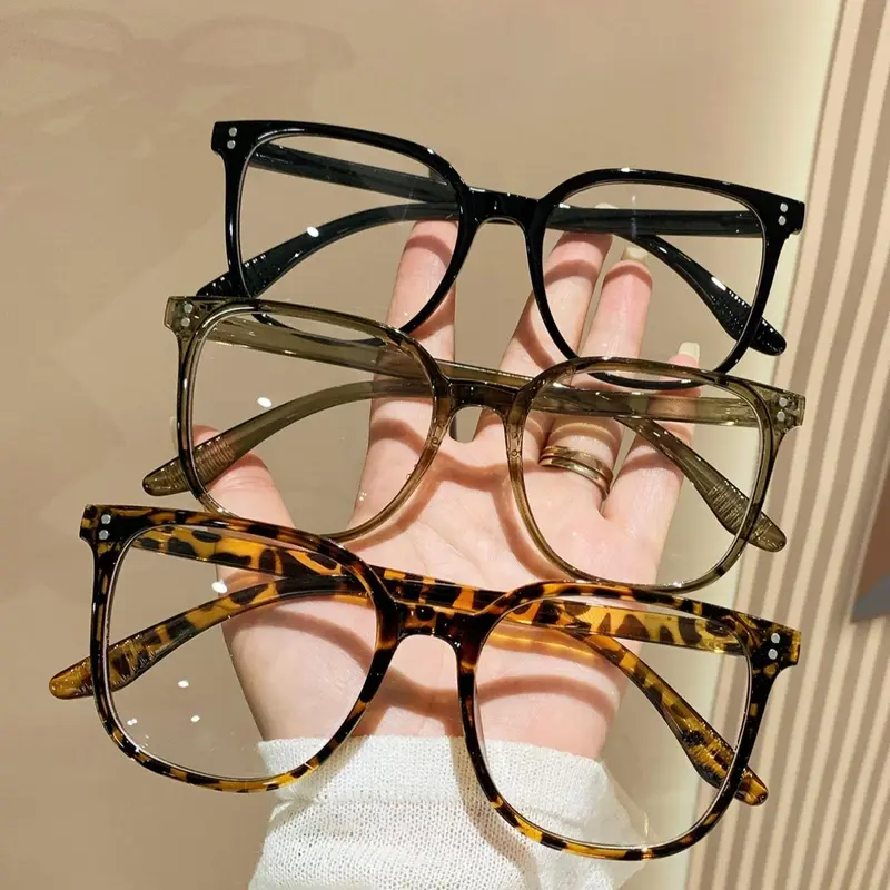 Unisex Classic Square Frame Blue Light Blocking Glasses - Lightweight Plastic Glasses Frames, Adult Women's Fashion Eyewear Accessory, for Computer Use & Long Workdays