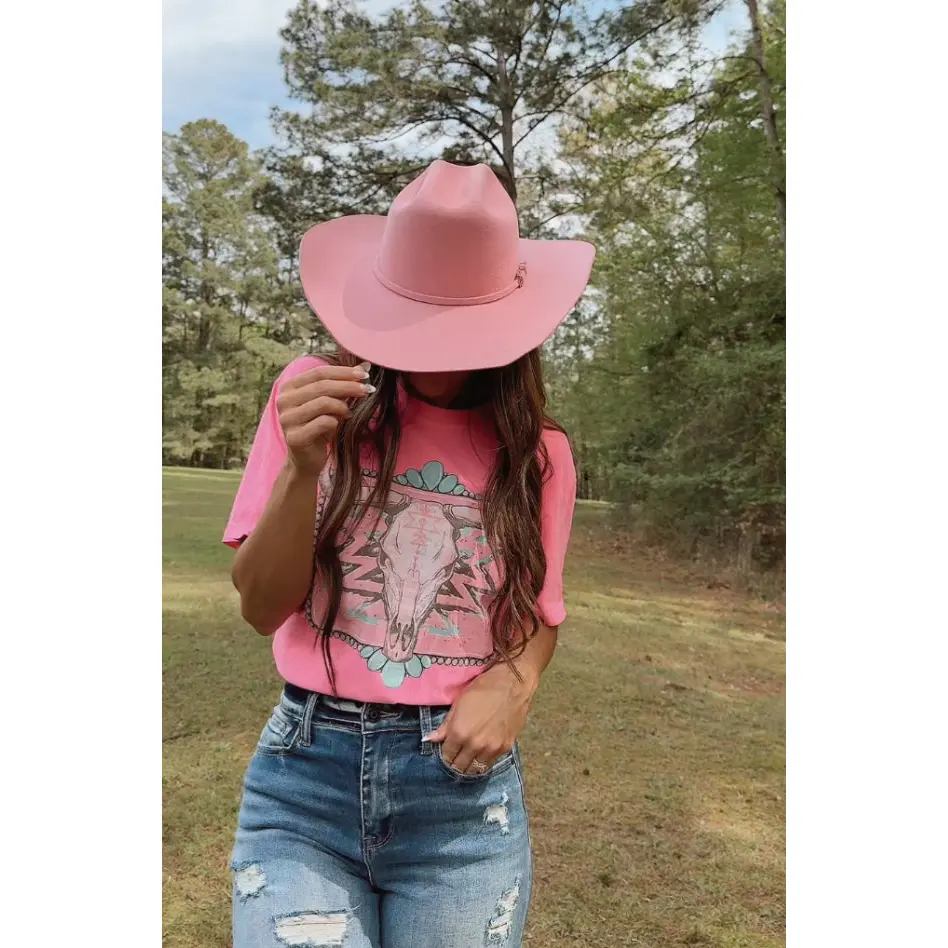 Aztec Skull Neon Pink Tshirt