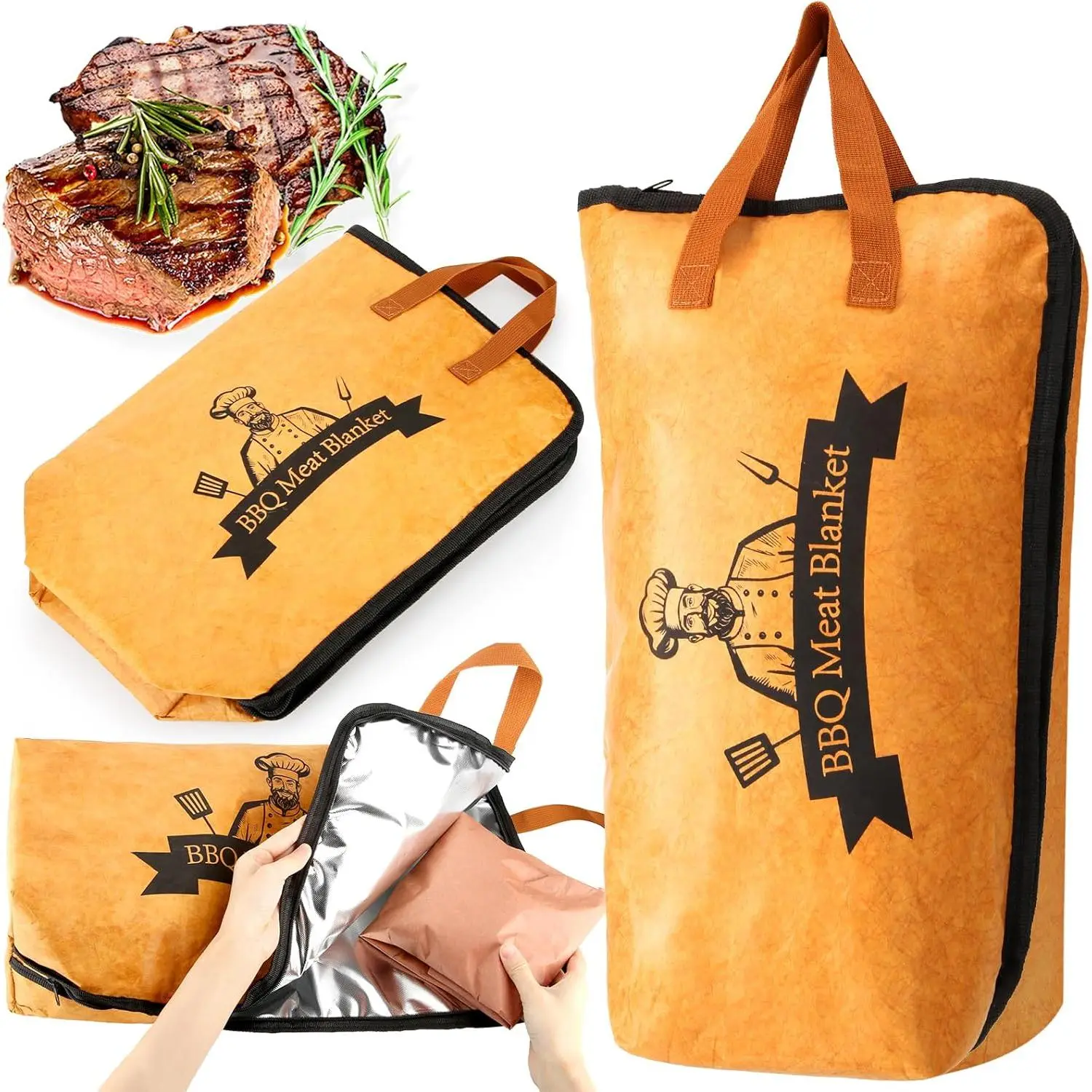 QUSEVOO (15/21in)BBQ Blanket for Resting Meat-Air Fryer/Dough/Kitchen/Smoker Accessories Party Picnic Camping-Insulated Bag for Brisket/Pork Shoulder/Turkey-Anniversary Birthday Gift for Men