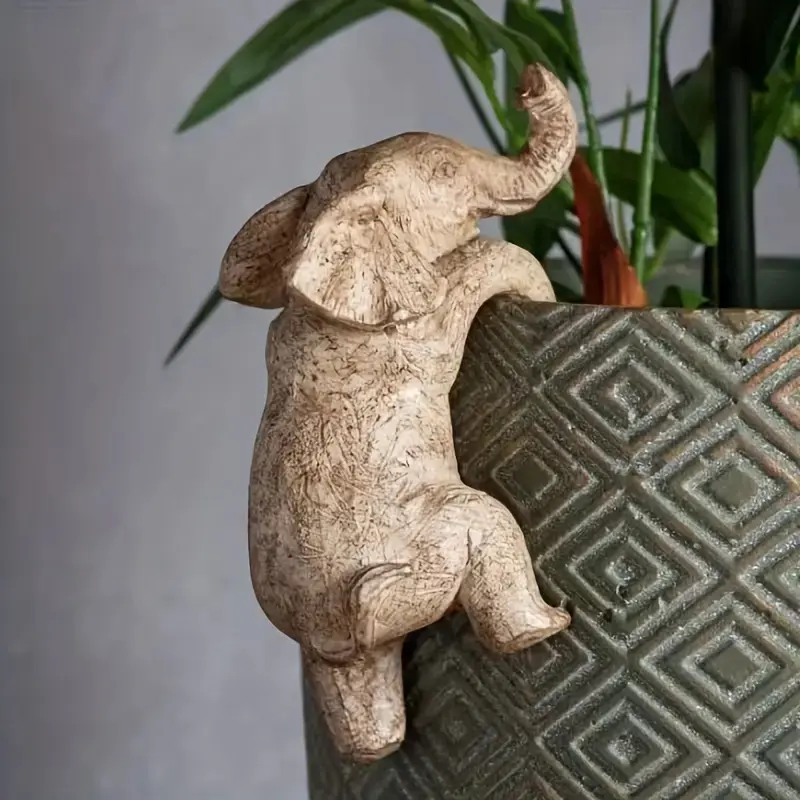 Charming Resin Elephant Garden Decor Statue, garden sculptures statues, Realistic Texture, Indoor Outdoor Design, Unique Gift for Animal Lovers & Aesthetics Enthusiasts, Garden Accessories
