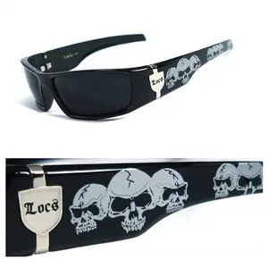 Locs Mens Cholo Biker Sunglasses - Black (Skull) LC55 Does not apply