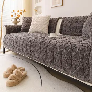 [Novel Home] Warm Sun Comfortable Cotton Velvet Sofa Protector, Anti-Dirty Dustproof Easy Clean Couch Cover, Sofa Couch Covers, Pet Friendly Home Decor for All Seasons