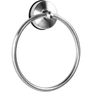 Suction Cup Towel Ring Hand Towel Holder for Bathroom Vacuum Suction Washcloth Holder Dish Towel Hanger for Shower Wall No Drill Stainless Steel Brushed Finish