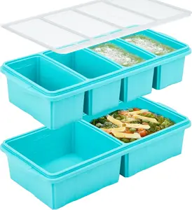 Silicone Freezer Tray With Lid-Soup Freezer Container molds-Large Ice Cube Tray Set Makes 1-Cup & 2-Cup portions cubes Perfect for preparing meals in different portion sizes Oven & Dishwasher -Safe