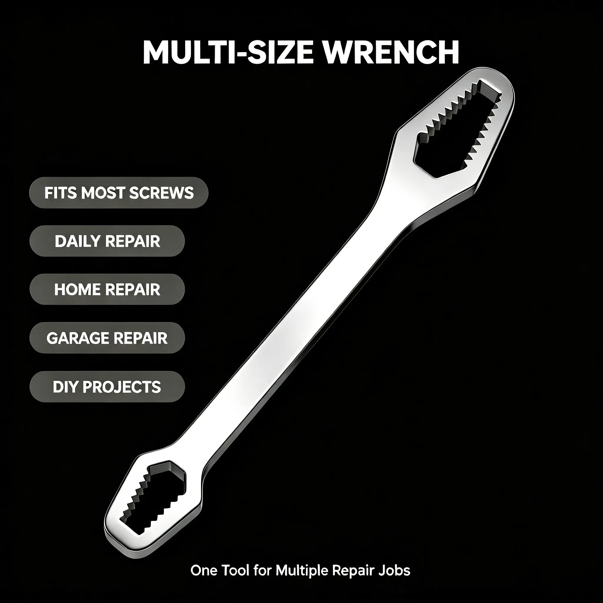 5mm Thick Black Multifunctional Self Adjusting Wrench, 2-Jaw Spanners & Wrenches with Adjustable Design, 3-17mm Diameter Compact Size Manual Tool for Automotive & Home Repair