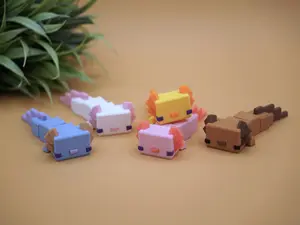 3D Printed Minecraft Inspired Axolotl Figurines