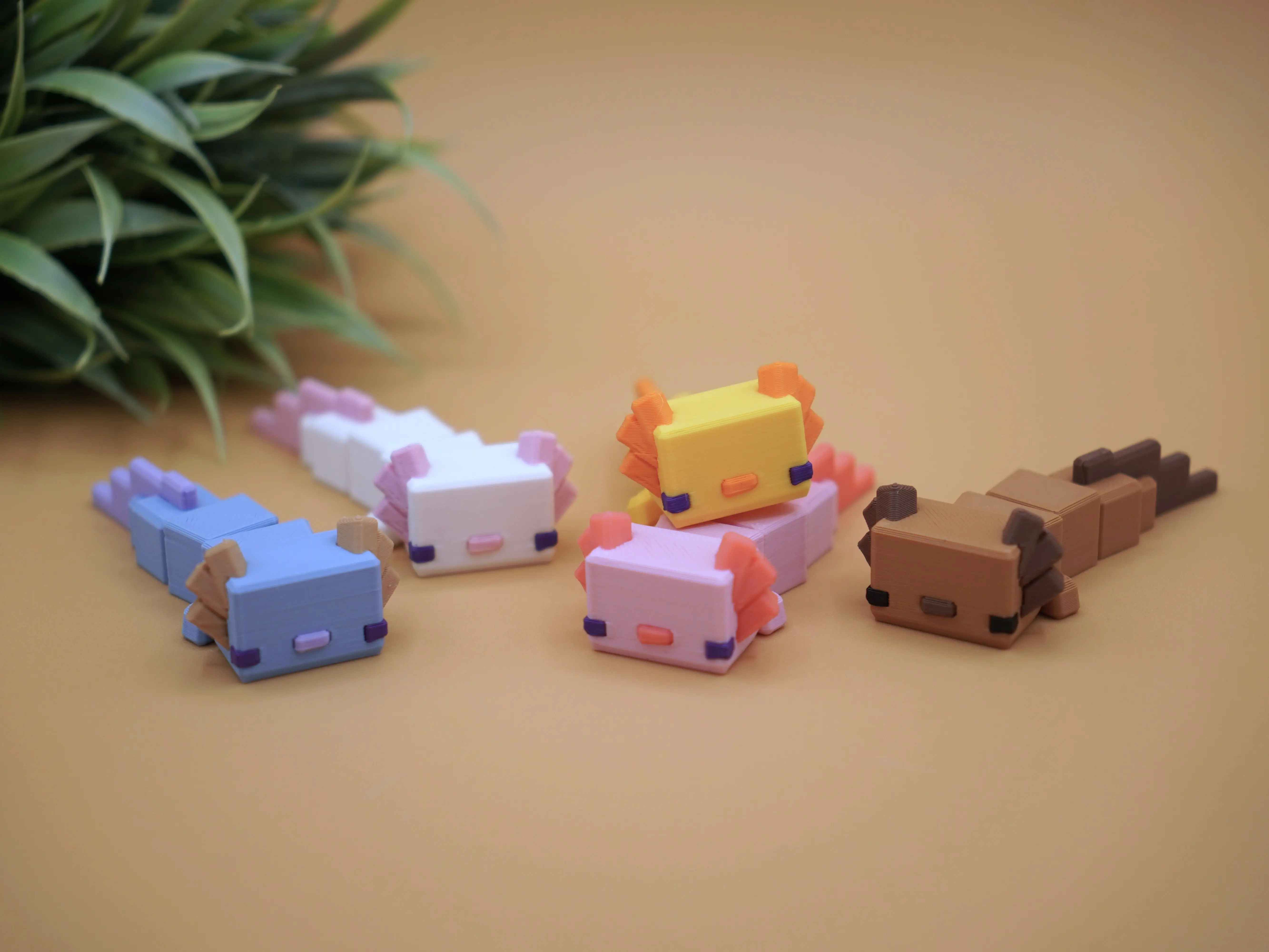 3D Printed Minecraft Inspired Axolotl Figurines