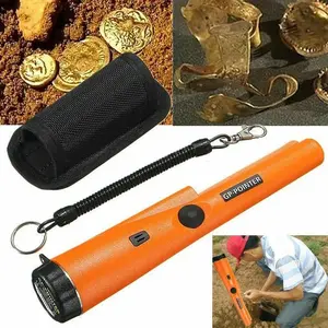 Handheld metal detector with 360 ° scanning, waterproof pointer, 800mAh rechargeable, LED light, adult and child treasure hunting and gold finding tools, black, green, orange