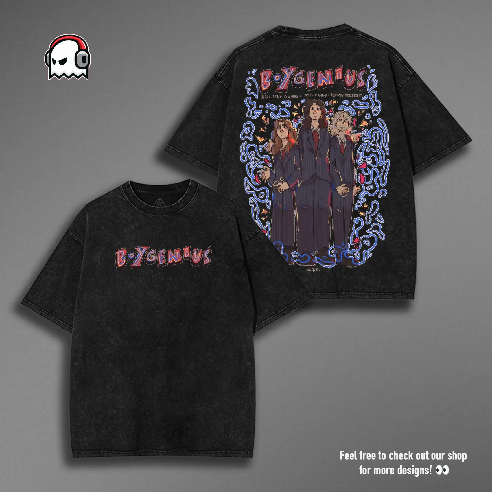 Retro Limited Boygenius Band Washed Heavyweight Cotton T-shirt, Gift For Gothic, Indie Music, Gift For Fan